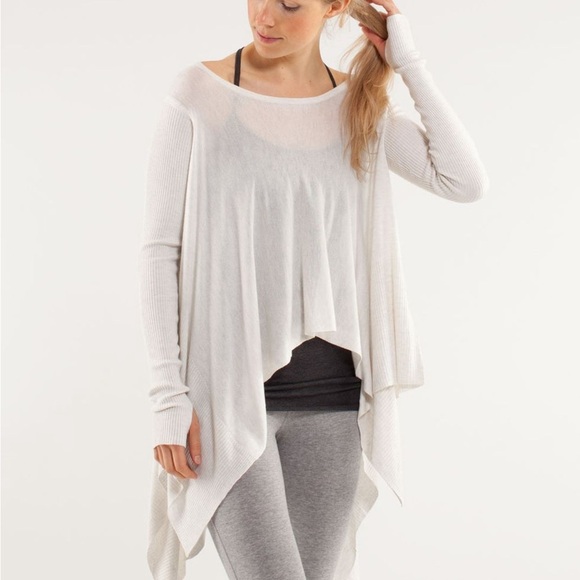 Lululemon Women's Heathered White Enlightened Pullover Size 6 Wear Multiple Ways - Picture 1 of 6